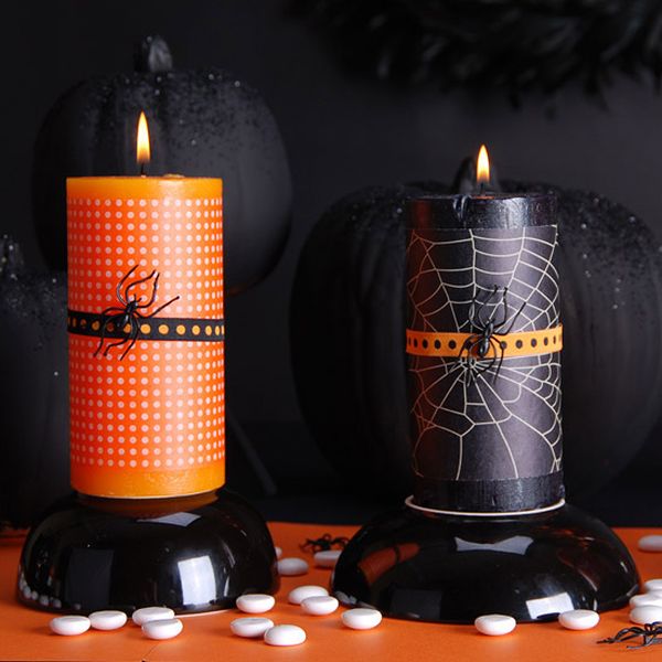 Unique-Spider-candles-Halloween-decor-with-Orange-and-Black-Color-Design