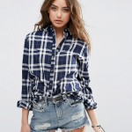 ASOS Boyfriend Check Shirt in Navy Check €39.44 asos