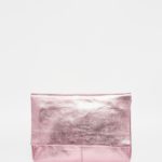 ASOS Metallic Soft Leather Flap Over Clutch Bag 35.21e ASOS