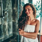 Woman in bathroom