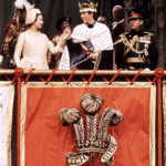 Investiture of Prince Charles as Prince of Wales 01 07 1969 Queen presents Prince Charles to the people of Wales at Queen Eleanor s Gate Caernarvon Castle MSI
